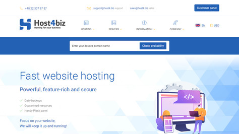 Сайт хостинг-компании Host4biz