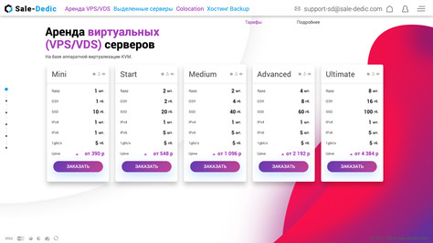 Сайт хостинг-компании Sale-Dedic